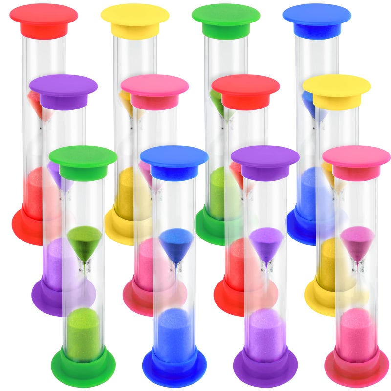 Shindel 2 Minute Sand Timer, 12PCS Hourglass Timers for Kids Brushing Teeth, Teachers Classroom Timer, Children Game Play - Image 1
